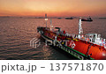 4K LPG tanker ship floating on sea surface during golden sunset 137571870