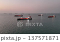 4K Aerial view of gas ship around international terminal ship port 137571871