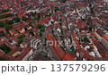 Aerial view of Nuremberg old town with historic buildings, narrow streets and red tiled rooftops. Scenic medieval architecture and urban landscape in Bavaria, Germany, top view 137579296