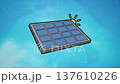 Revealing Solar Energy Panel with Glowing Sun Concept - Blue Shining Background  137610226