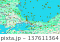 Air traffic radar map showing dense flight activity over Istanbul 137611364