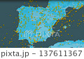 Air traffic map showing aircraft movement over Iberian Peninsula 137611367