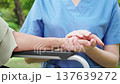 Close up nurse holding hand senior patient for encourage, assistance and support. 137639272
