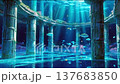 Game background: Underwater city of mermaid kingdom - underwater hall ruins video 137683850