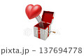 ack in the box concept with a heart sign jumping out from a box - 3D animation isolated on white background 137694778