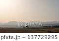 Sendai Airport at dusk, airplane taking off, Natori City, Miyagi Prefecture 137729295