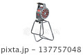 Hand crank fire siren in action - 3D animation isolated on white background 137757048