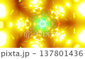 Golden kaleidoscope mandala loop with glossy star pods and pulsing glow 137801436