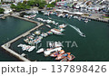 Aerial view of Angra dos Reis fishing harbour with its colourful fishing boats 137898426