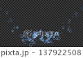 青色のシャボン玉のパーティクルが交差するラインパーティクル　3種類　アルファチャンネル 137922508