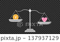 揺れる天秤のモーショングラフィックス　お金と愛 137937129