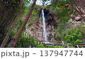 Scenic Wide View of Waterfall in Spanish Mountains Surrounded by Forest Nature 137947744