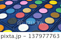 Watercolor paints in various colors for painting projects. Palette of colours. Creative watercolor set arranged on table 137977763