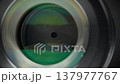 Portrait lens with an aperture and diaphragm blades. Close-up macro shot video 137977767