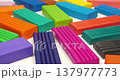 Bright plasticine ready for shaping and modeling fun. Soft clay blocks for fun and skillful modeling. Colorful plasticine pieces ready for creative play 137977773