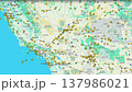 Air traffic map with airplanes over California and Arizona region 137986021