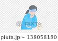 Woman feeling unwell due to stomach ache (transparent background) 138058180
