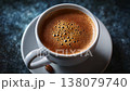 A Close-Up of a Beautifully Frothy Cup of Coffee, Showcasing Rich Aroma and Texture in a Dark, Moodily Lit Atmosphere for Coffee Enthusiasts to Enjoy. 138079740
