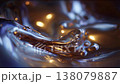Fluid Motion: Captivating Close-Up of Liquid Flowing with Light Reflections and Bubbles, Creating a Stunning Visual of Color and Movement 138079887