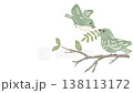 A looping, picture-book-style watercolor animation of a small bird perching on a branch and carrying leaves. 138113172