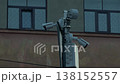 Video footage showing security devices monitoring perimeter and detecting movements in industrial areas 138152557