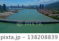 city bridge connecting to land reclamation area. Fantastic aerial view drone 138208839