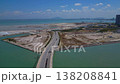 city bridge connecting to land reclamation area. Lovely aerial view drone 138208841