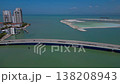 city bridge connecting to land reclamation area. Perfect aerial view drone 138208943