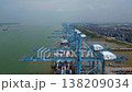 container ship unloading operations Port Klang. Perfect aerial view drone 138209034