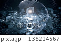 A future technology concept symbolizing data protection and cybersecurity. 138214567