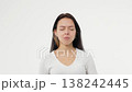 Adult young woman sadness depression tears cries white background isolated space 138242445