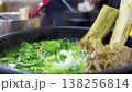Galbitang or Korean Beef Short Rib Soup bubbling and served on a table 138256814