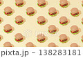 Creative abstract art burger pattern flat lay on pastel yellow background minimalism 138283181