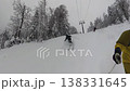 Freeride Skier Descending Through Deep Fresh Powder Snow in a Beautiful Winter Forest. 138331645