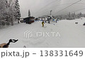 Freeride Skier Gliding Through Fresh Deep Powder Snow in a Winter Forest Adventure 138331649