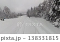 Skier Gliding Down a Snowy Mountain Slope Through a Pristine Winter Forest Landscape 138331815