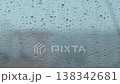 Rain drops close-up on transparent window glass. Bad weather. Abstract background. 138342681