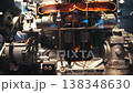 Car Engine Cutaway Showing Internal Combustion Components Close Up 138348630