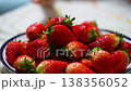 Fresh organic strawberries background, Fresh ripe organic strawberry in a plate 138356052