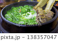 Galbitang or Korean Beef Short Rib Soup bubbling and served on a table 138357047