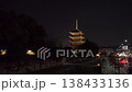Night view. The five-story pagoda of Toji Temple, illuminated at night. 138433136