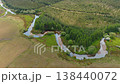 Aerial view of Joyce's river. Connemara region. County Galway, Ireland. 138440072