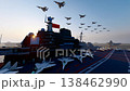 the aircraft carrier fleet sails on the sea 138462990