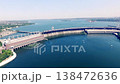 Water Reservoir Disposing Water On The Hydroelectric Dam Aerial Video    138472636