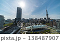Nagoya City, Sakae: Oasis 21 and Chubu Electric Power MIRAI TOWER - Urban Landscape Time-Lapse (Wide-Angle, Fixed, 4K) 138487907