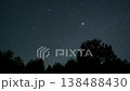Starry night sky above forest silhouette time lapse nature scene 138488430