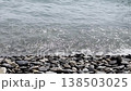 Waves splash on stones at the beach near water 138503025