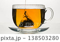 fluttering tea bag in a glass cup 138503280