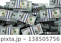 US dollar bills inpacks transition, 3d animation 138505756
