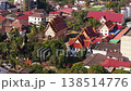 Aerial of city of Vientiane, capital of Laos. Forward movement above a main road leading towards the Mekong River and border with Thailand 138514776